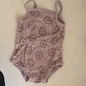 Quincy Mae Floral Terry Romper - Purple